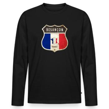 Besançon Frankreich Wappen Flaggen Design - Männer Premium Bio Langarmshirt - Schwarz - Vorne - Nico (187cm)