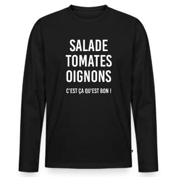 Salade Tomates Oignons - C'est ça qu'est bon ! - T-shirt manches longues Premium bio Homme - noir - Devant - Nico (187cm)