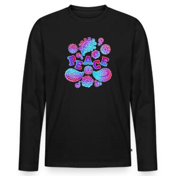 Peace Slogan Peace Movement Peace Love - Men's Premium Organic Long Sleeve Shirt - black - Front - Nico (187cm)