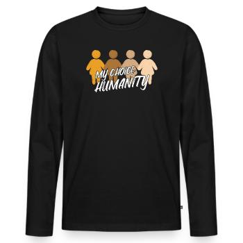 Liberté Amour Paix Déclaration - T-shirt manches longues Premium bio Homme - noir - Devant - Nico (187cm)