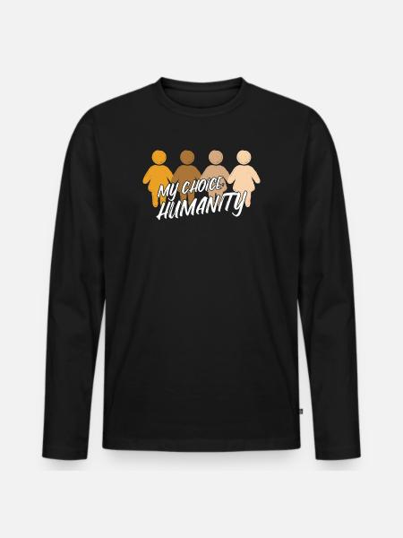 Humanity Freedom Love Peace Statement - Men's Premium Organic Long Sleeve Shirt - black