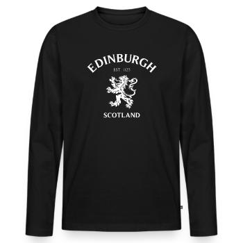 EDINBURGH Scotland - Männer Premium Bio Langarmshirt - Schwarz - Vorne - Nico (187cm)