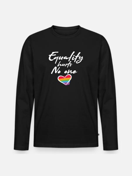 Rainbow Heart Statement Love Peace - Men's Premium Organic Long Sleeve Shirt - black