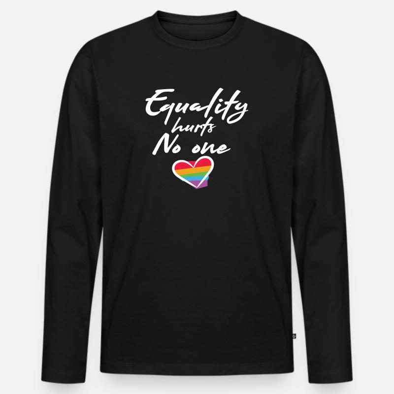 Regenbogen Herz Statement Liebe Frieden - Männer Premium Bio Langarmshirt - Schwarz