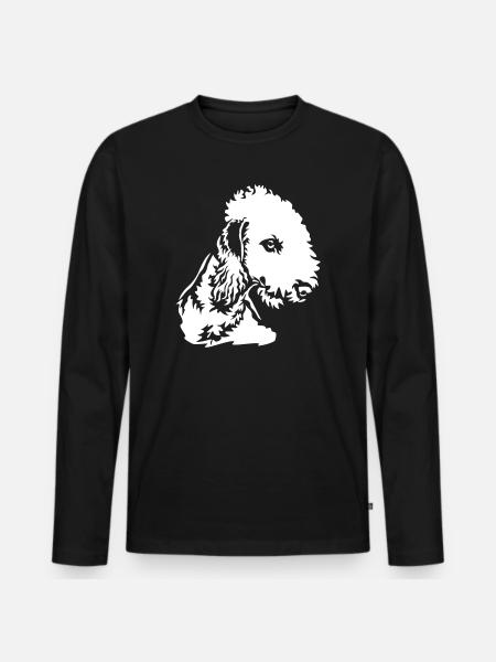 Bedlington Terrier Head "Black Edition" - Men's Premium Organic Long Sleeve Shirt - black