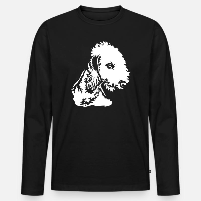 Bedlington Terrier Kopf "Black Edition" - Männer Premium Bio Langarmshirt - Schwarz