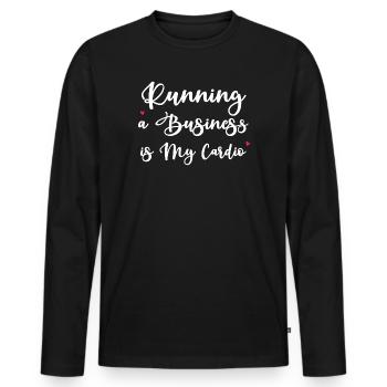 Ein Unternehmen zu führen ist mein Cardio - Männer Premium Bio Langarmshirt - Schwarz - Vorne - Nico (187cm)
