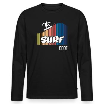 Surf Code (dark) - Men's Premium Organic Long Sleeve Shirt - black - Front - Nico (187cm)