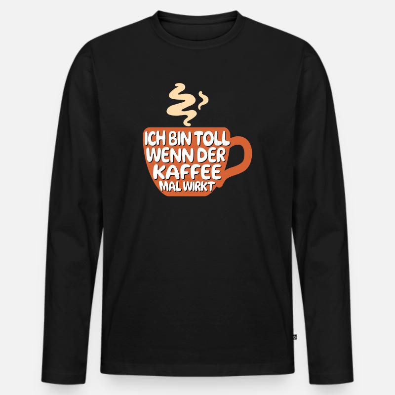 Cool Statement Kaffee Koffein Kaffeeliebhaber - Männer Premium Bio Langarmshirt - Schwarz