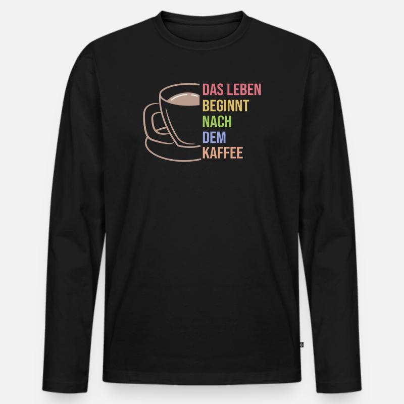Kaffee Trinken Koffein Kaffeetasse Statement - Männer Premium Bio Langarmshirt - Schwarz