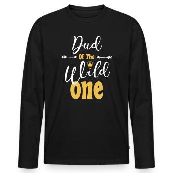 Papa de The Wild One drôle 1er anniversaire Première chose - T-shirt manches longues Premium bio Homme - noir - Devant - Nico (187cm)