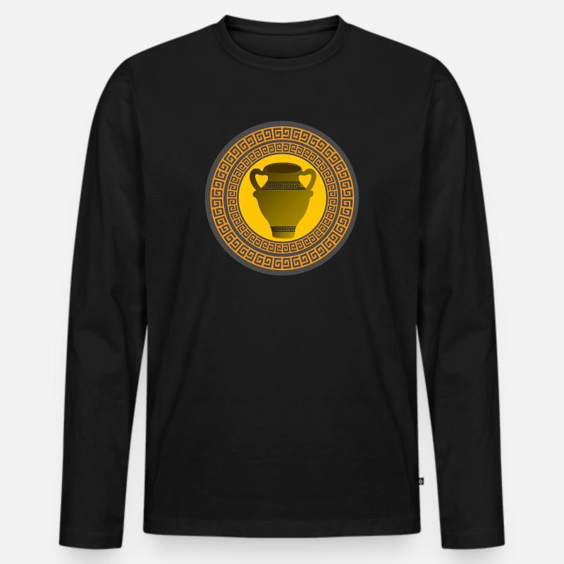 griechisches muster, antike vase griechisch - Männer Premium Bio Langarmshirt - Schwarz