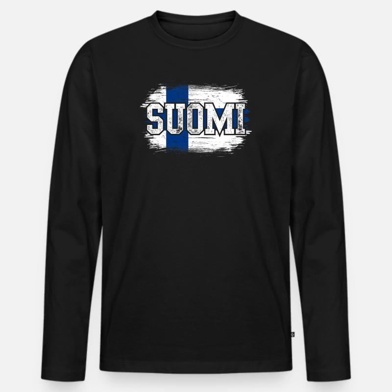 Suomi - Männer Premium Bio Langarmshirt - Schwarz
