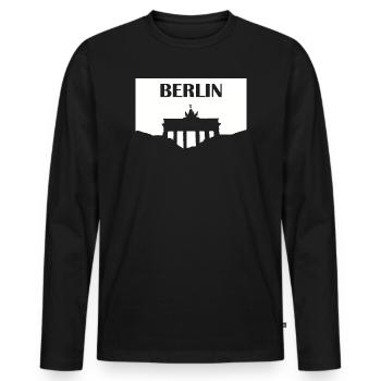 Berlin Brandenburg Gate white - Men's Premium Organic Long Sleeve Shirt - black - Front - Nico (187cm)