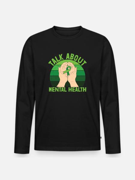 Talk About Mental Health - Männer Premium Bio Langarmshirt - Schwarz