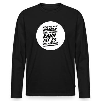 Alkohol Saufspruch Malle Party - Männer Premium Bio Langarmshirt - Schwarz - Vorne - Nico (187cm)