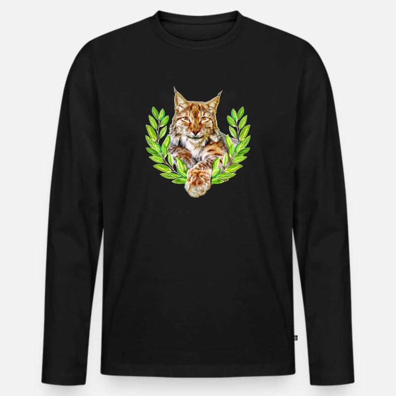 Luchs Wild Katze Freiheit - Männer Premium Bio Langarmshirt - Schwarz