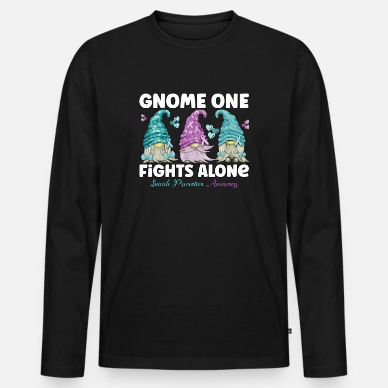 Gnome One Fights Suicide Prevention - Männer Premium Bio Langarmshirt - Schwarz