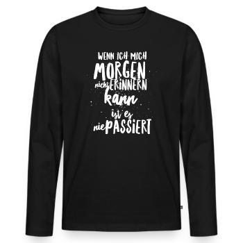 Alkohol Saufspruch Malle Party - Männer Premium Bio Langarmshirt - Schwarz - Vorne - Nico (187cm)
