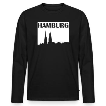 Hambourg - T-shirt manches longues Premium bio Homme - noir - Devant - Nico (187cm)