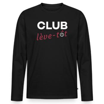 Club lève-tôt - T-shirt manches longues Premium bio Homme - noir - Devant - Nico (187cm)
