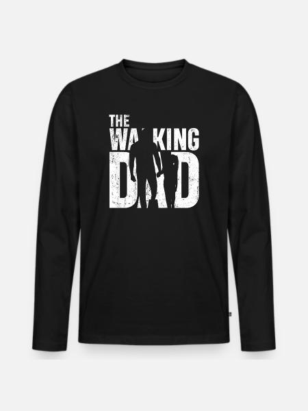 Walking With Dad Silhouette - Männer Premium Bio Langarmshirt - Schwarz