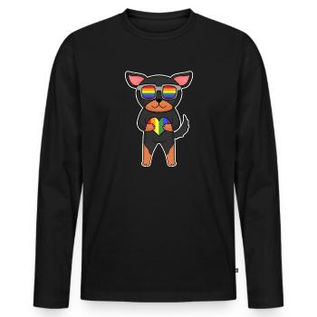 Chien LGBT Lancashire Heeler Rainbow - T-shirt manches longues Premium bio Homme - noir - Devant - Nico (187cm)