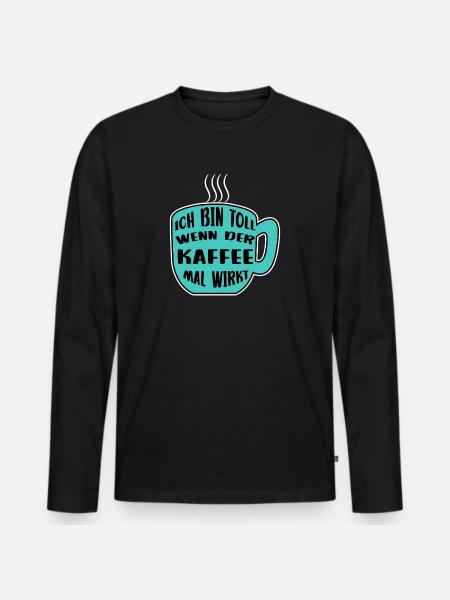 Kaffeetasse Kaffee Statement Koffein Kaffeetrinker - Männer Premium Bio Langarmshirt - Schwarz