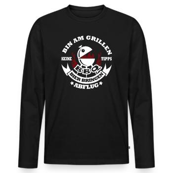 Grill-Motiv mit Bier-Design - Männer Premium Bio Langarmshirt - Schwarz - Vorne - Nico (187cm)