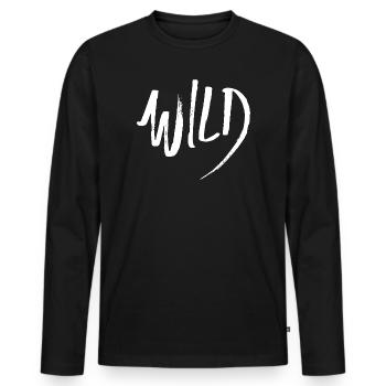 Wild (dunkel) - Männer Premium Bio Langarmshirt - Schwarz - Vorne - Nico (187cm)