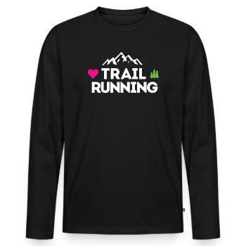 I Love Trail Running - Men's Premium Organic Long Sleeve Shirt - black - Front - Nico (187cm)