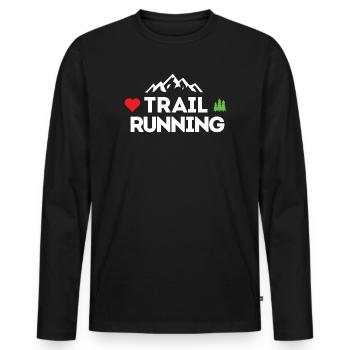 I love Trail Running - Men's Premium Organic Long Sleeve Shirt - black - Front - Nico (187cm)