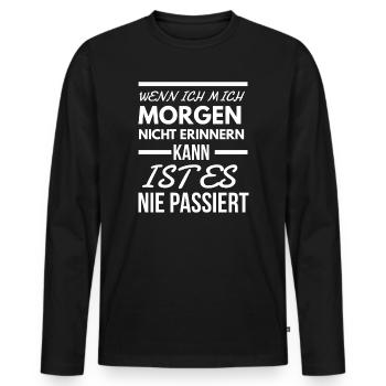 Alkohol Saufspruch Malle Party - Männer Premium Bio Langarmshirt - Schwarz - Vorne - Nico (187cm)