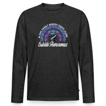Prévention du suicide Nous portons du violet turquoise - T-shirt manches longues Premium bio Homme - anthracite chiné - Devant - Nico (187cm)
