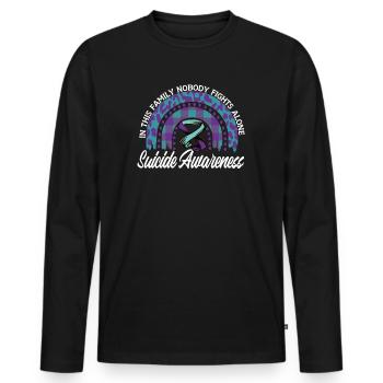 Prévention du suicide Nous portons du violet turquoise - T-shirt manches longues Premium bio Homme - noir - Devant - Nico (187cm)