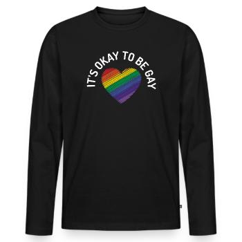 Es ist in Ordnung, schwul zu sein - Männer Premium Bio Langarmshirt - Schwarz - Vorne - Nico (187cm)