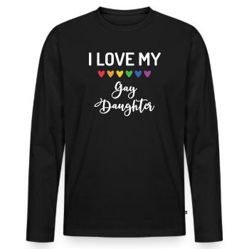Ich liebe meine schwule Tochter - Männer Premium Bio Langarmshirt - Schwarz - Vorne - Nico (187cm)
