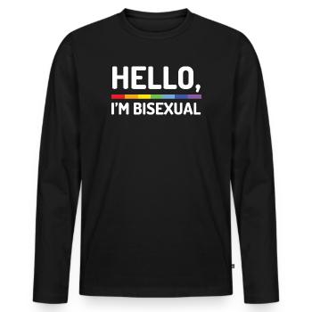 Bonjour, je suis bisexuel - T-shirt manches longues Premium bio Homme - noir - Devant - Nico (187cm)