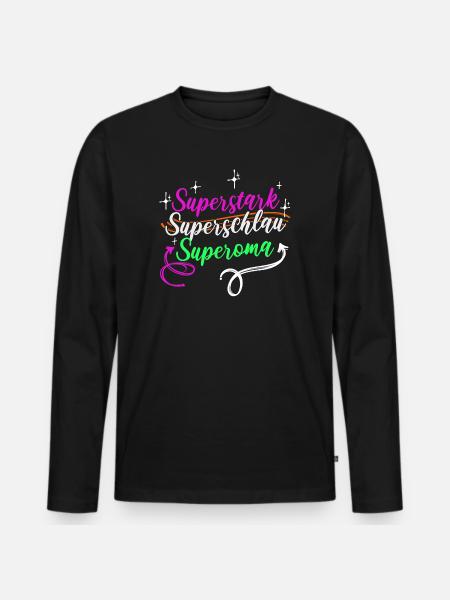 Superoma Spruch Großmutter Oma Rentnerin - Männer Premium Bio Langarmshirt - Schwarz