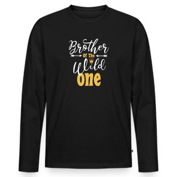 Brother Of The Wild One funny 1st Birthday First - Men's Premium Organic Long Sleeve Shirt - black - Front - Nico (187cm)