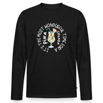 Cocktail de Noël Pina Colada Tropical - T-shirt manches longues Premium bio Homme - noir - Devant - Nico (187cm)