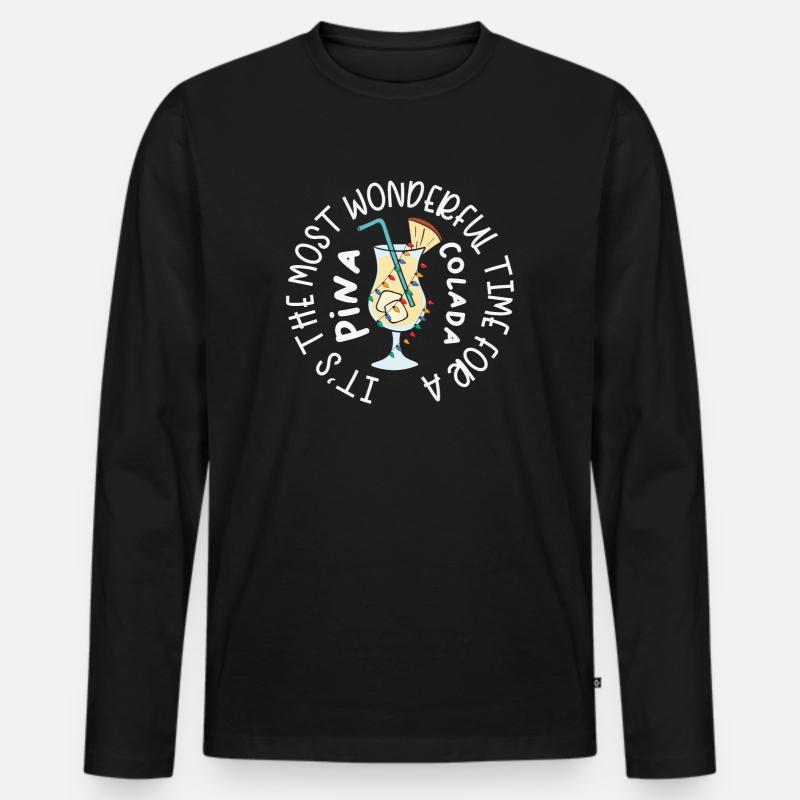 Weihnachtscocktail Pina Colada Tropical - Männer Premium Bio Langarmshirt - Schwarz