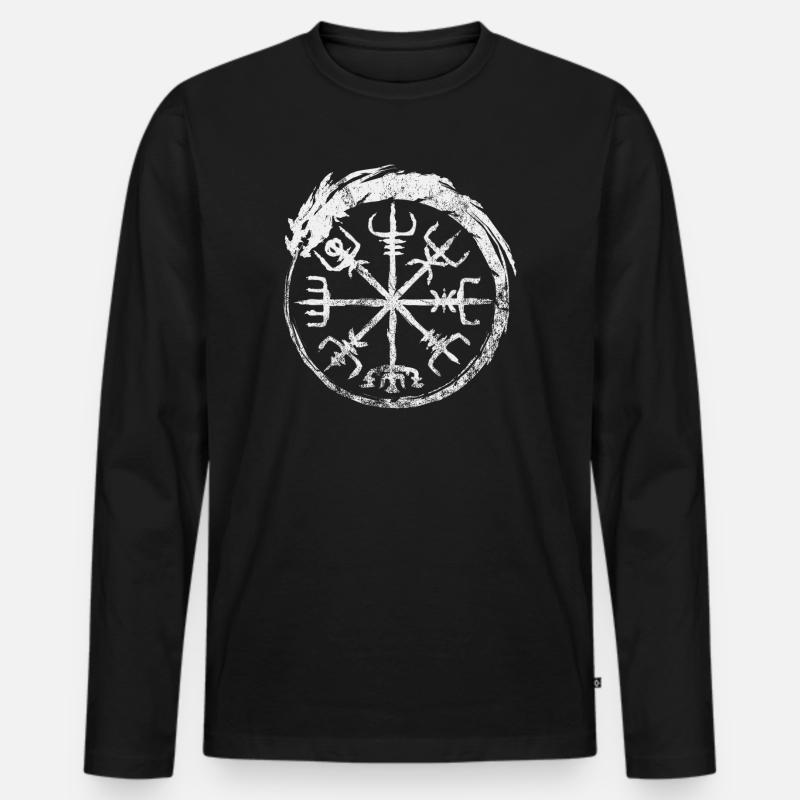 Vegvisir Dragon - Männer Premium Bio Langarmshirt - Schwarz