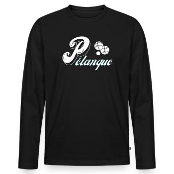 pétanque, fan de pétanque, bouliste - T-shirt manches longues Premium bio Homme - noir - Devant - Nico (187cm)