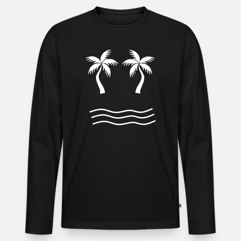 Palme weiß - Männer Premium Bio Langarmshirt - Schwarz