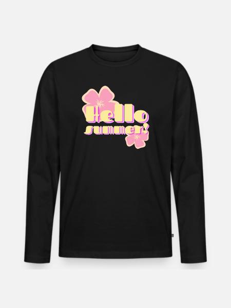 Hello Summer Retro Pastel Flowers - Men's Premium Organic Long Sleeve Shirt - black