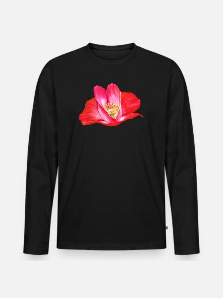 Rote Mohnblume in Herzform - Männer Premium Bio Langarmshirt - Schwarz