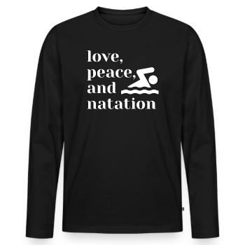 Comedy Schwimmen - Männer Premium Bio Langarmshirt - Schwarz - Vorne - Nico (187cm)