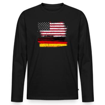 Flag Fusion : Grunge américain et allemand - T-shirt manches longues Premium bio Homme - noir - Devant - Nico (187cm)