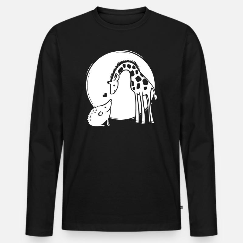 Giraffe und Igel Liebe - Männer Premium Bio Langarmshirt - Schwarz